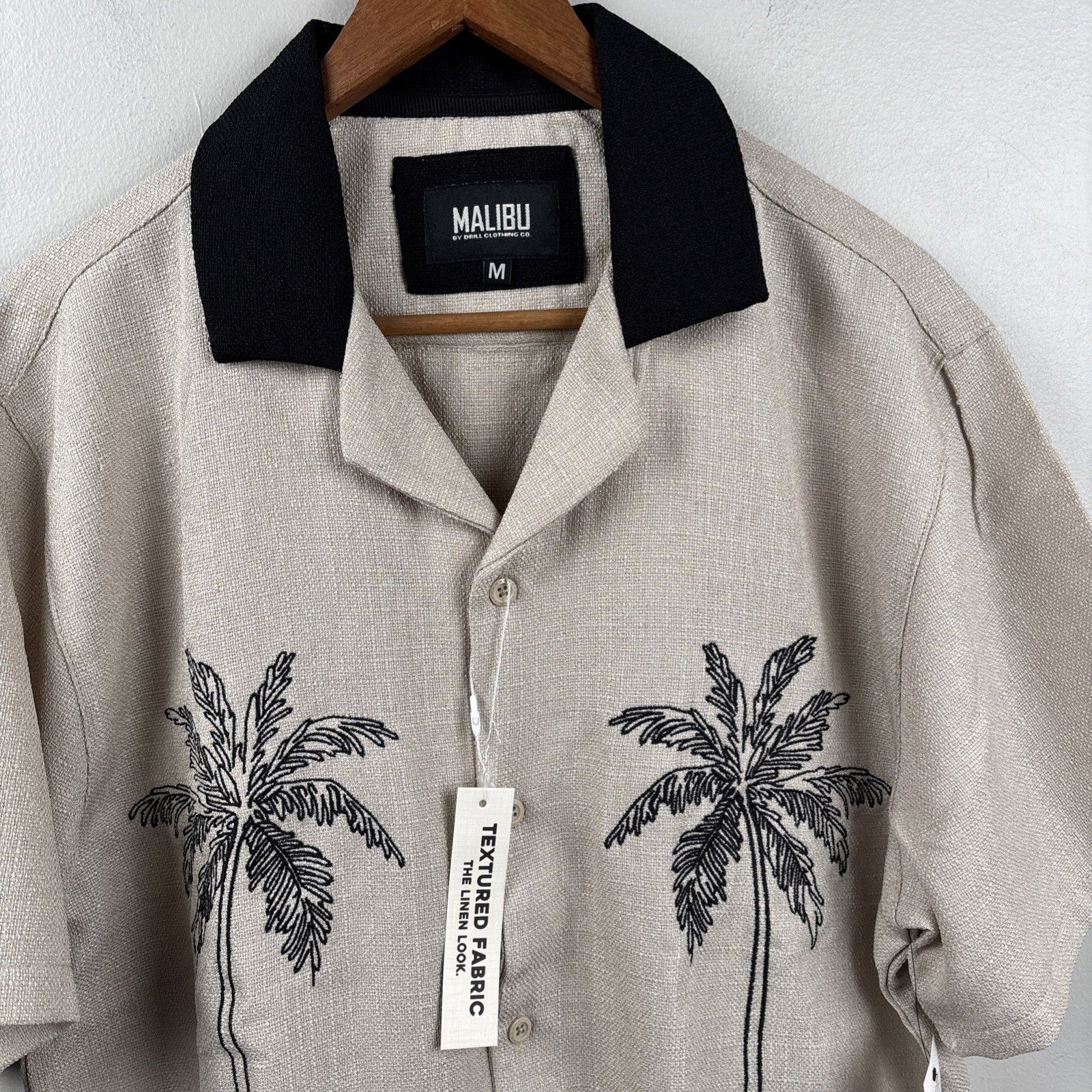 Nwt Malibu By Drill Clothing Company Men Button Up Shirt, Medium Stone Textured